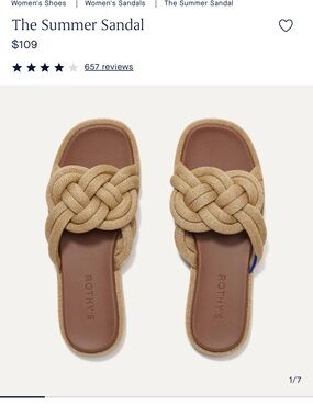 Rothy's Braided Slide Sandal in Natural Tan